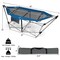 Outdoor Folding Hammock Bed with Breathable Fabric Metal Frame and Side Pocket Storage
